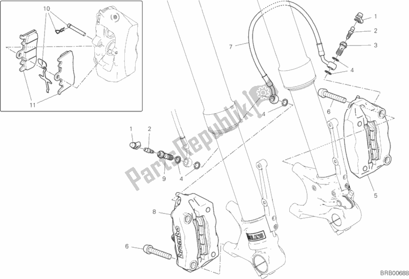 Alle onderdelen voor de Voorremsysteem van de Ducati Hypermotard 950 SP USA 2020
